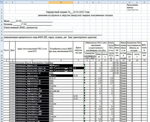 Автоматический отчет для Регионального оператора в Excel формате